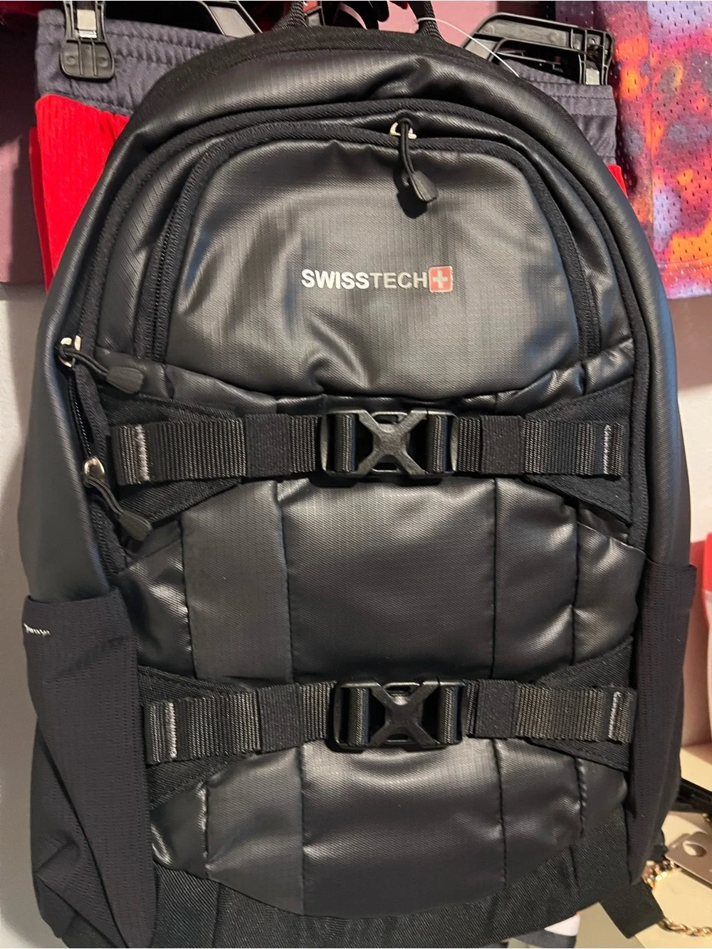 Swiss Tech Black Travel Backpack with Secure Strap System